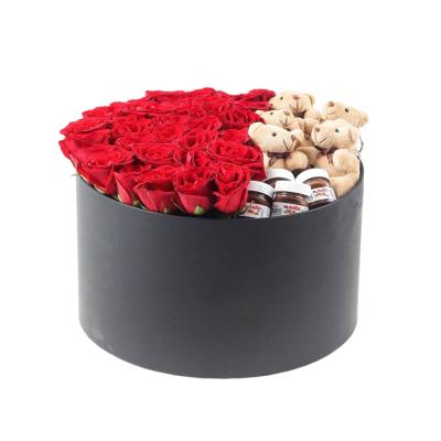 Dev Siyah Kutuda Nutella ve Ayıcıklı Kırmızı Gül